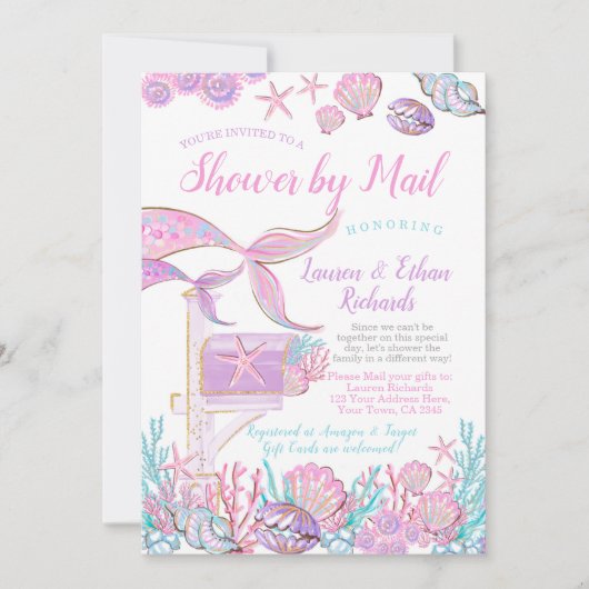 Zeemeermin Baby shower per post Kaart (Voorkant)