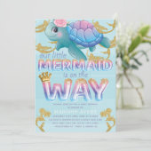 Zeemeermin Baby shower Roze Blauw Glitter Kaart (Staand voorkant)