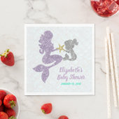 Zeemeermin Baby shower servetten Glitter Zeemeermi (Insitu)