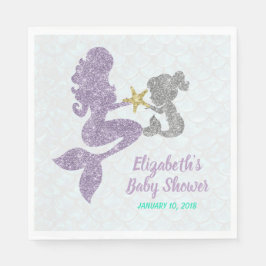 Zeemeermin Baby shower servetten Glitter Zeemeermi