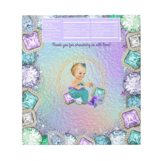 Zeemeermin Baby shower Snoep Bar wrapper Notitieblok (Voorkant)
