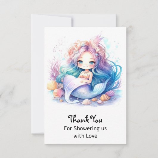 Zeemeermin Baby shower Splendor Bedankkaart (Voorkant)