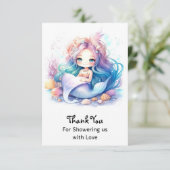 Zeemeermin Baby shower Splendor Bedankkaart (Staand voorkant)