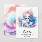 Zeemeermin Baby shower Splendor Bedankkaart (Voorkant / Achterkant)