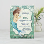 Zeemeermin Baby shower Uitnodiging voor meisje (Staand voorkant)
