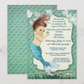 Zeemeermin Baby shower Uitnodiging voor meisje (Voorkant / Achterkant)
