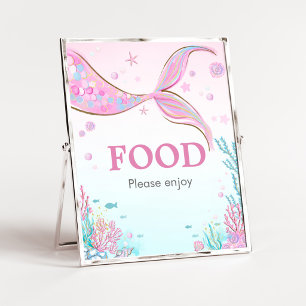Zeemeermin Baby Shower Voedsel Bord Poster