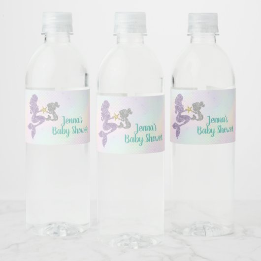 Zeemeermin Baby shower Waterfles Wrappers Waterfles Etiket (Flessen)