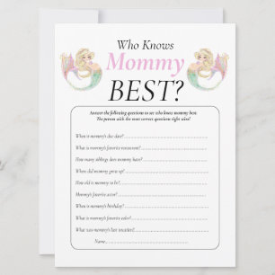 Zeemeermin Baby shower. Wie kent mama poka-stippen Kaart