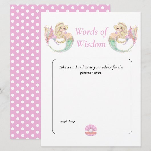 Zeemeermin Baby shower. Wisdom Pink poka-stippen Kaart (Voorkant / Achterkant)