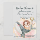 Zeemeermin Baby shower, Zeemeermin en Walvis Feestdagenkaart (Voorkant / Achterkant)