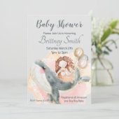 Zeemeermin Baby shower, Zeemeermin en Walvis Feestdagenkaart (Staand voorkant)