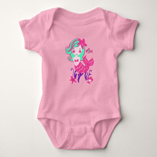 Zeemeermin Babygrow voor Pasgeboren Meisjes Romper (Voorkant)