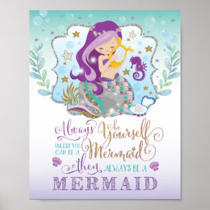 Zeemeermin babyspeelkamer decor onder de zee muur  poster