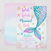 Zeemeermin Bash onder het Zee 1e verjaardag Kaart (Voorkant / Achterkant)