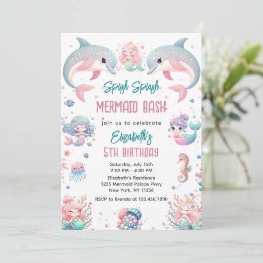 Zeemeermin Bash onder het Zee Kaart (Staand voorkant)