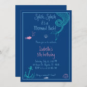 Zeemeermin Bash Splish Zwembad Party Verjaardag Kaart (Voorkant / Achterkant)