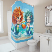 "Zeemeermin Beach Ball Fun" Douchegordijn (In situ)