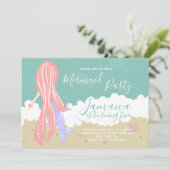 Zeemeermin Beach Birthday Party Kaart (Staand voorkant)