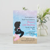 Zeemeermin Beach Bunny Sparkle Zwemfeestuitnodigin Kaart (Staand voorkant)