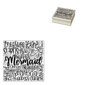 Zeemeermin Beach Hout Art Stamp Rubberstempel (Gestempeld)