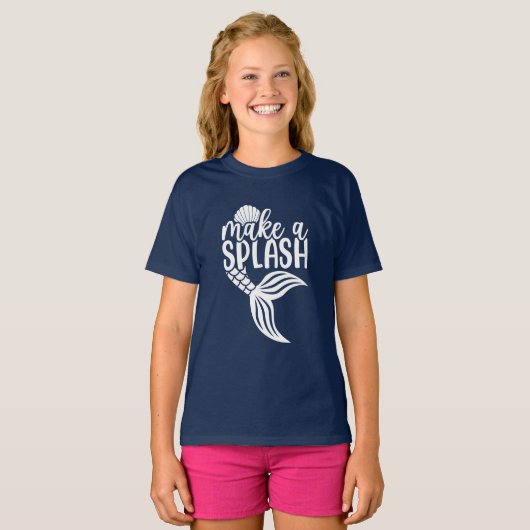 Zeemeermin Beach | Maak een splash T-shirt (Voorkant volledig)