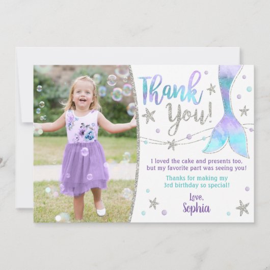 Zeemeermin bedankpas - onder het Zee Dank u Bedankkaart (Voorkant)