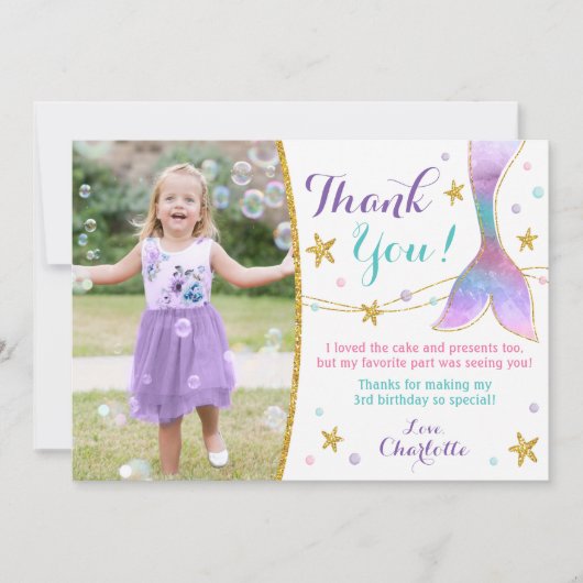 Zeemeermin bedankpas - onder het Zee Dank u Bedankkaart (Voorkant)