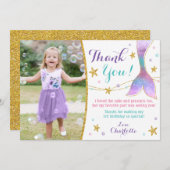 Zeemeermin bedankpas - onder het Zee Dank u Bedankkaart (Voorkant / Achterkant)