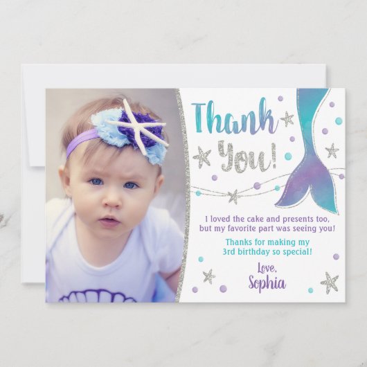 Zeemeermin bedankpas - onder het Zee Dank u Kaart (Voorkant)