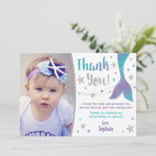 Zeemeermin bedankpas - onder het Zee Dank u Kaart (Staand voorkant)