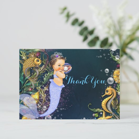 Zeemeermin bedankt kaarten (Staand voorkant)