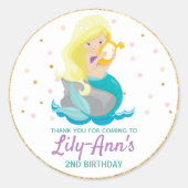 Zeemeermin Bedankt Sticker Labels Verjaardagsgunst (Voorkant)