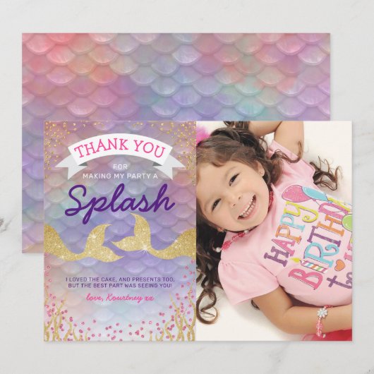 Zeemeermin bedankt Verjaardag (Voorkant / Achterkant)