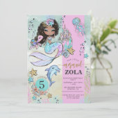Zeemeermin Bewerkbare Onder De Zee 5e Verjaardag Kaart (Staand voorkant)