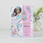 Zeemeermin Bewerkbare Onder De Zee 5e Verjaardag Kaart (Staand voorkant)