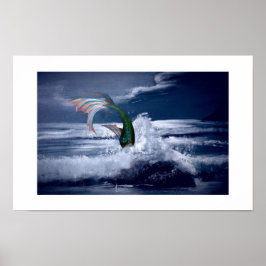 Zeemeermin bij nacht Poster