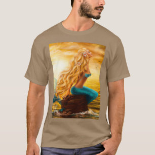 Zeemeermin bij zonsondergang in het zee t-shirt