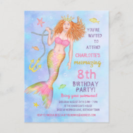 Zeemeermin Birthday Party under the Zee Beach Redh Uitnodiging Briefkaart