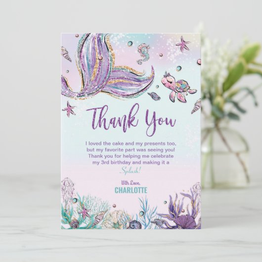 Zeemeermin Birthday Party under the Zee Bedankkaart (Staand voorkant)
