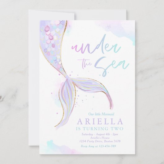 Zeemeermin Birthday Party under the Zee Mermaid Pa Kaart (Voorkant)
