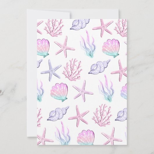 Zeemeermin Birthday Party under the Zee Mermaid Pa Kaart (Achterkant)