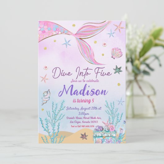Zeemeermin Birthday Party under the Zee Party Kaart (Staand voorkant)