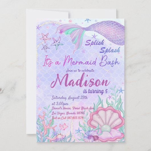 Zeemeermin Birthday Party under the Zee Party Kaart (Voorkant)