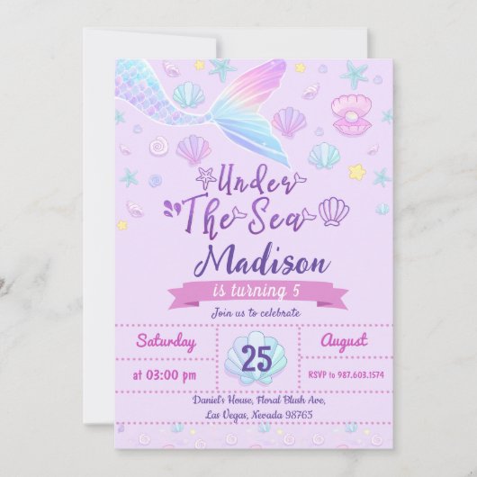 Zeemeermin Birthday Party under the Zee Party Kaart (Voorkant)