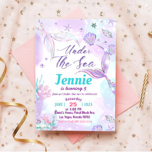 Zeemeermin Birthday Party under the Zee Party Kaart