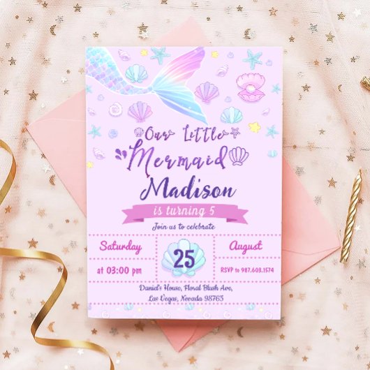 Zeemeermin Birthday Party under the Zee Party Kaart