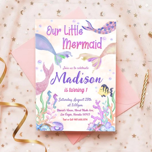 Zeemeermin Birthday Party under the Zee Party Kaart