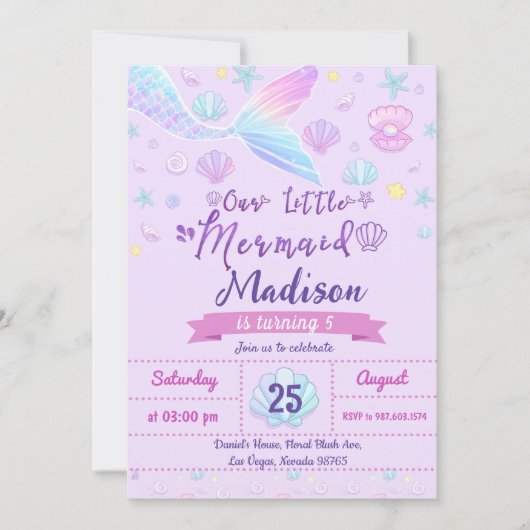 Zeemeermin Birthday Party under the Zee Party Kaart (Voorkant)