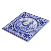 Zeemeermin Blauw en Wit Mediterraans Volkskunst Tegeltje (Zijkant)